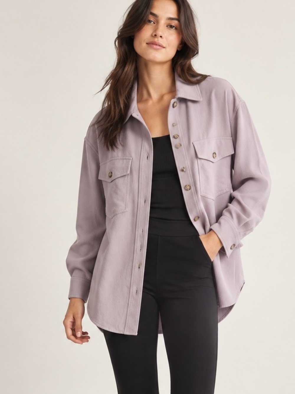 Aritzia Wilfred The Ganna Shirt Jacket Dusty Lilac Grey S Oversized